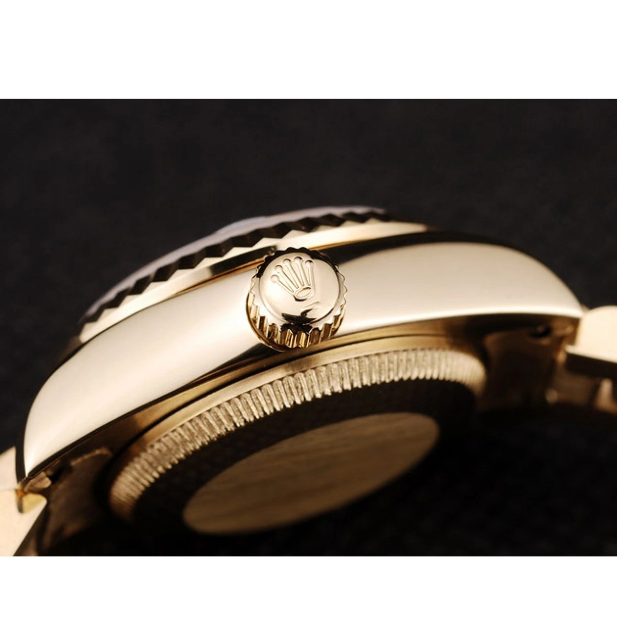 MiroTime 0720 Rolex DateJust Ribbed Pattern Gold Bezel Gold Dial